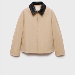 Mango Barn Jacket with Black Leather Collar